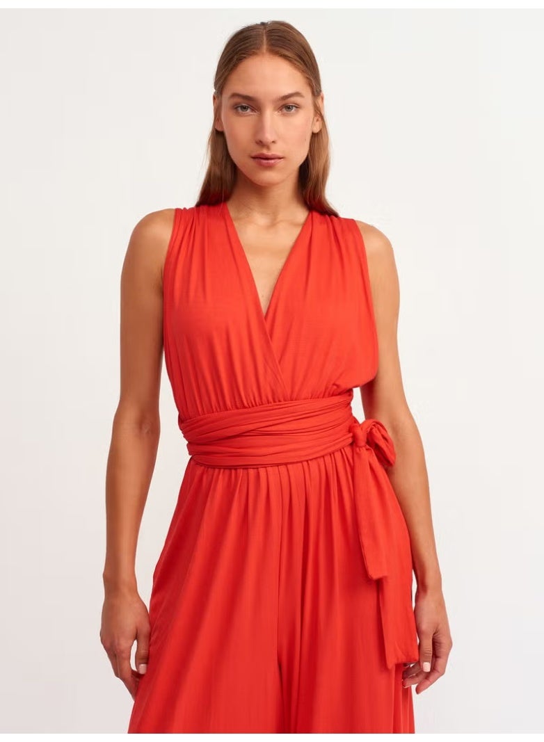 Dilvin 7956 Halter Jumpsuit-Red - Image 1